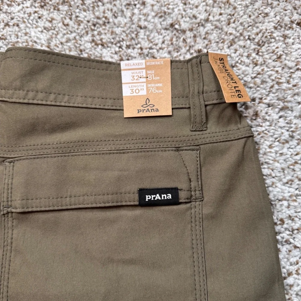 PrAna Zion II 32x30 Stretch Pant Relaxed Fit Straight Leg Slate Green Hiking New